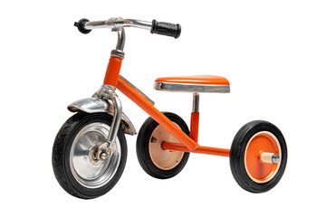 Orange Children's Tricycle on White Background