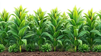 Fototapeta premium Lush Green Cornfield A Vibrant Agricultural Scene