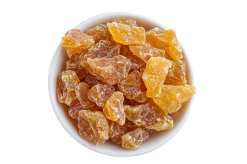 Bowl of Rock Sugar on White Background