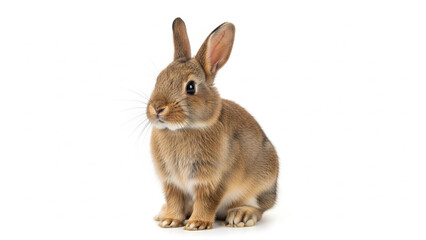 Cute brown rabbit captured in a clean studio composition, suitable for animal themes, education, and wildlife content.