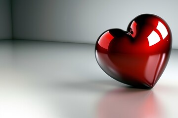 Elegant glossy burgundy heart artwork gleaming on light grey tabletop for Valentine s Day design.