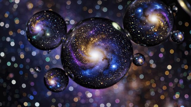 Depiction of Parallel Universes Bubbling Across the Space-Time Continuum