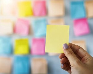 Brainstorming Session Teamwork Concept Featuring Woman with Sticky Note for Organizational Planning