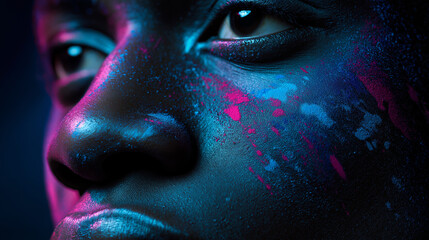 Neon paint splash face