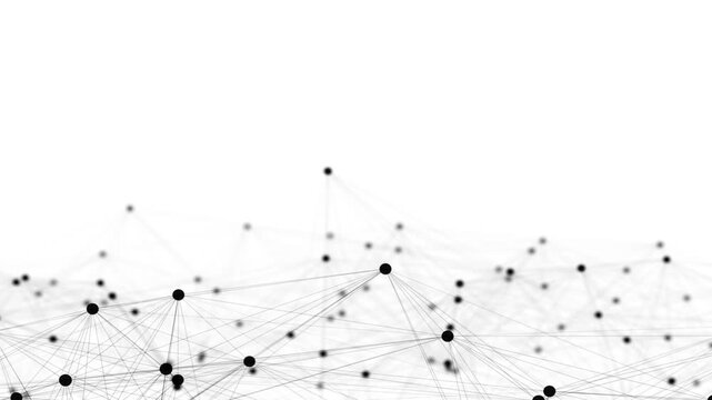 abstract connections background with black connecting lines and dots on white background. digital data network concept. 4k seamless loop with copy space
