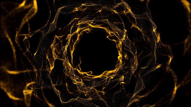 Luxury Golden Glitter Waves in Particle Tunnel &ndash; 3D  Abstract Luxury Background 4K Loop