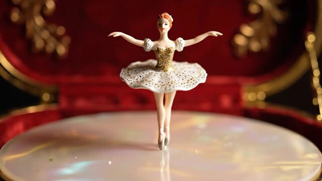 Ballet Dancer Music Box Figurine Spinning on Stage, Vintage Toy, Delicate, Classical Dance