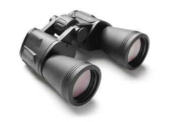 Modern binoculars on white background