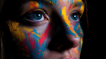 Neon paint splash face