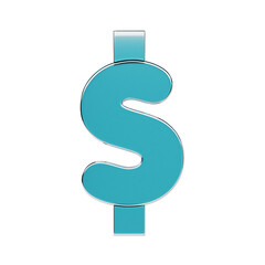 Fototapeta premium 3D Liquid Glass Dollar Symbol Icon for Finance