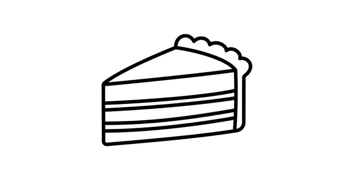 Outline cake slice dessert icon for bakery logo menu and food branding