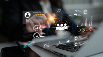 A dashboard for customer relationship management (CRM). The data analysis and market research help to identify a target audience and understand customer reviews and behavior. Fermion