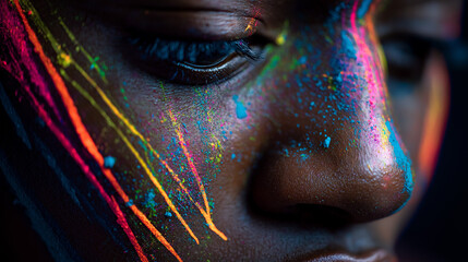Neon paint splash face