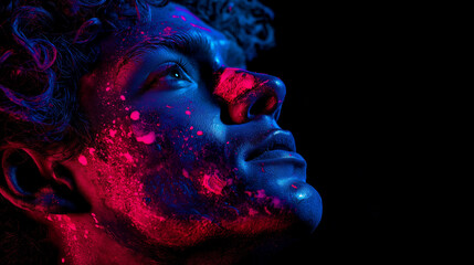 Neon paint splash face