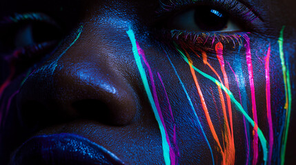 Neon paint splash face