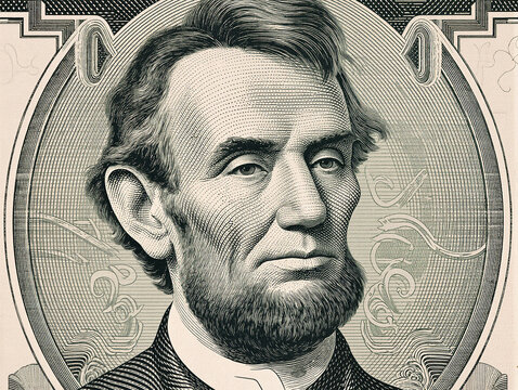 five dollar bill close up of abe lincoln