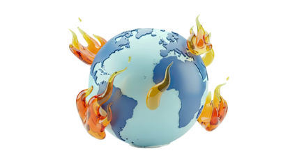 Earth engulfed in stylized flames