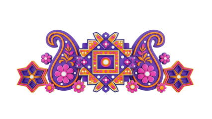 Colorful Paisley and Floral Decorative Motif