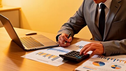 Businessman analyzing financial charts - Powered by Adobe