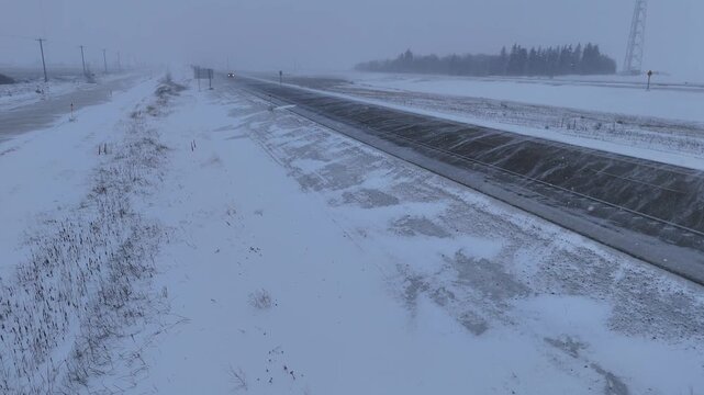 Winter Storm Hits Trans-Canada Hwy Near Winnipeg