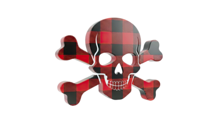 Skull and Crossbones with Buffalo Plaid Pattern