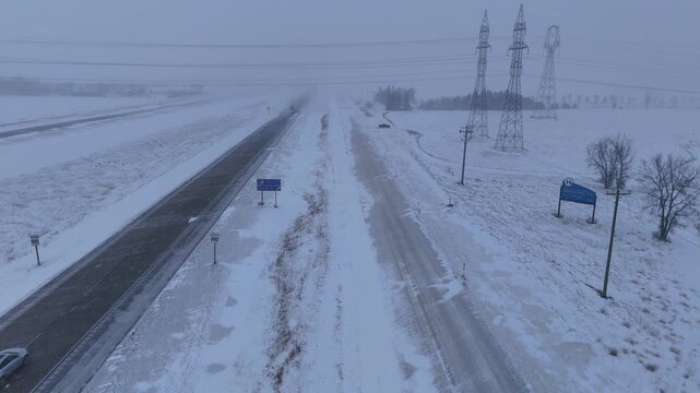 Winter Storm Hits Trans-Canada Hwy Near Winnipeg