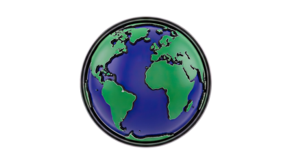 3D Globe Icon with Continents