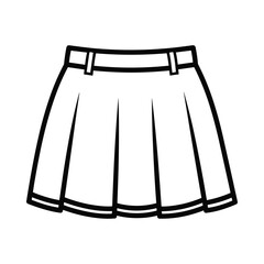 White pleated mini skirt illustration black outline