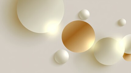 Abstract minimalistic background with soft pastel spheres and circles creating a serene and elegant atmosphere for modern design and creative projects