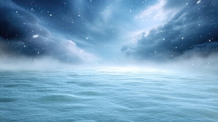 Fototapeta premium A Serene and Atmospheric Seascape with Dark Storm Clouds and Calm Waters, Evoking Tranquility and Mystery in a Dreamlike Landscape