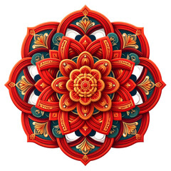Intricate Red Mandala Design with Floral Patterns.