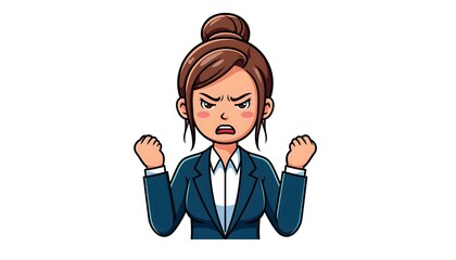 Furious female boss shouting with rage in a cartoon style illustration