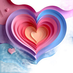 Multilayered Heart Sculpture in Pastel Colors.