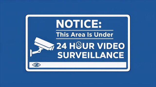 Notice This Area Is Under 24 Hour Video Surveillance Sign With Camera Icon.