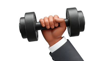 Hand in Suit Holding Dumbbell