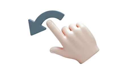 3D Rendered Hand Icon with Swiping Arrow