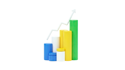 3D Bar Chart with Upward Arrow