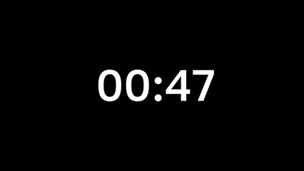 Large Generate title without using the word "Title:" before it. white digital clock display showing time as forty seven seconds on a black background
