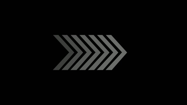 Multiple layered chevron arrows in gradient gray pointing right on a dark Generate title without using the word "Title:" before it. background direction