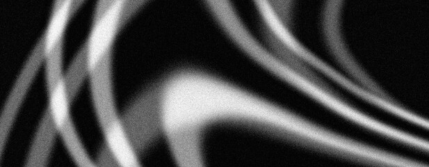 Blurred black white grain texture background, abstract grunge wavy curved lines, noisy monochrome header banner backdrop design