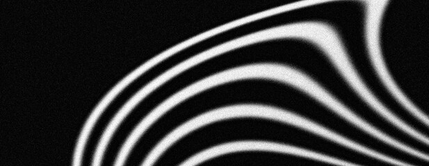 Noise texture black white background, abstract grainy curved stripes, wavy lines grunge monochrome poster header banner backdrop design