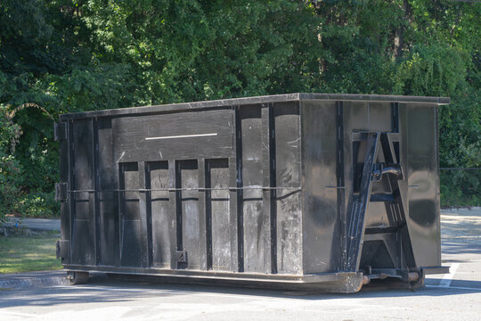 close up on dumpster at construction site 