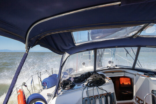 View from the cockpit in a sailboat