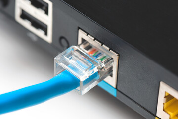 Cable connected to Ethernet port on router