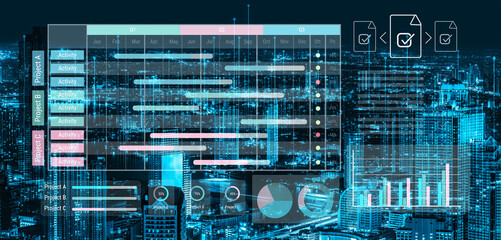 Comprehensive project management dashboard integrates scheduling, progress tracking, and performance analytics to improve workflow efficiency and enhance team collaboration. Parse