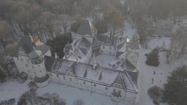 winter castle drone shot d-log