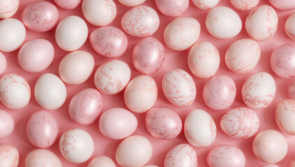春の雰囲気が伝わるピンク背景のイースターエッグ繰り返し柄.生成AI