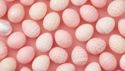 春のキャンペーンに合わせやすいイースターエッグの淡色背景素材.生成AI