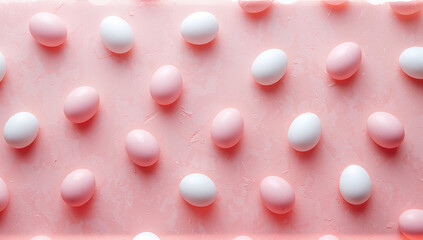 春のポスターやチラシに使えるイースターエッグのピンク背景素材.生成AI