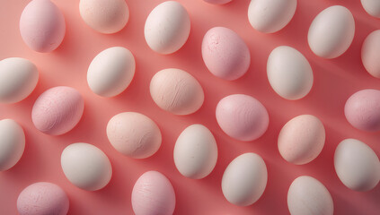店舗やEC特集に使えるピンクと白のイースターエッグ背景パターン.生成AI